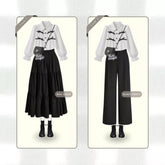 Aesi Oneset Outfit Black & White Remaja Set OOTD Wanita Cute Kekinian - KK232